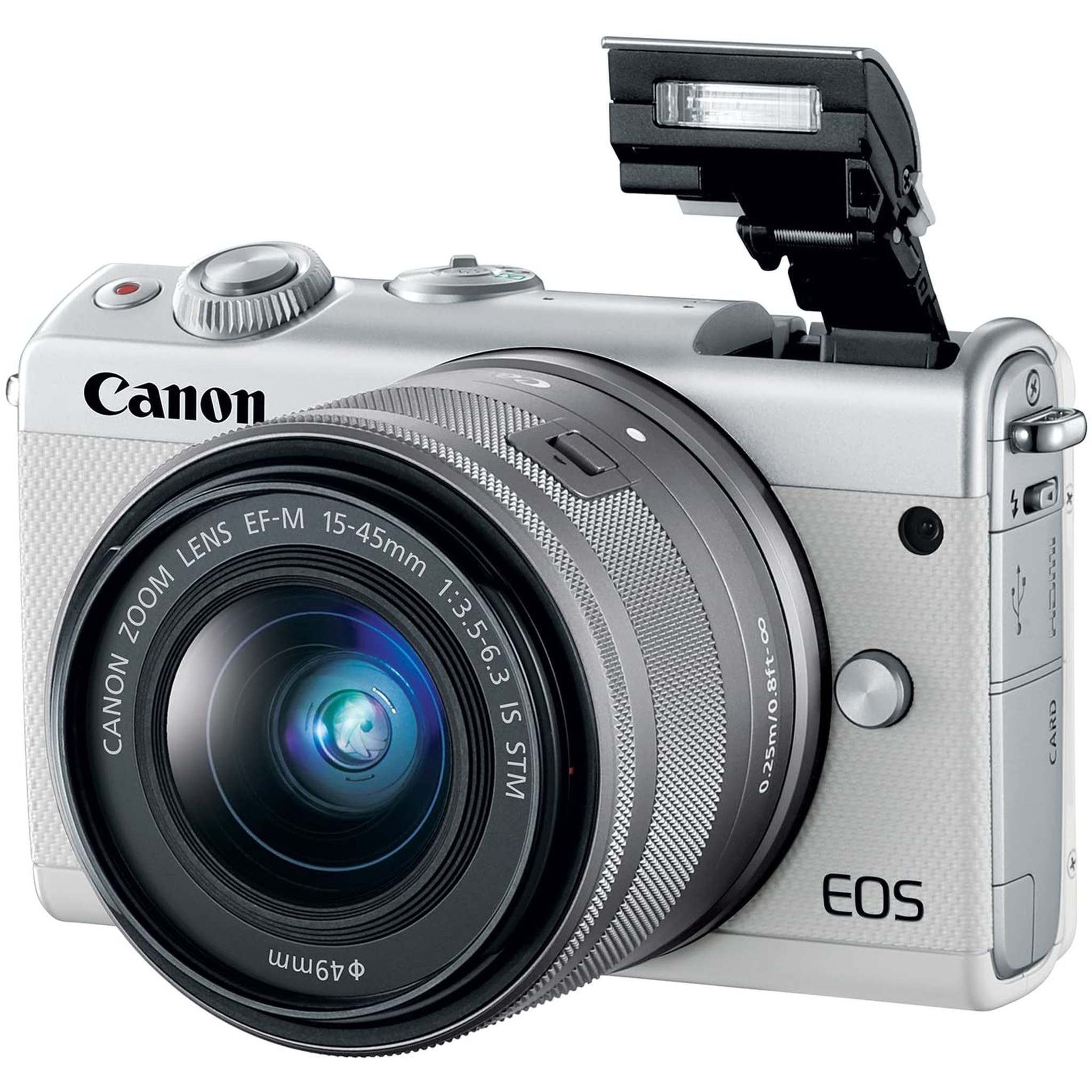 Canon EOS M100 Mirrorless Digital Camera - White with 15-45mm Lens International Model