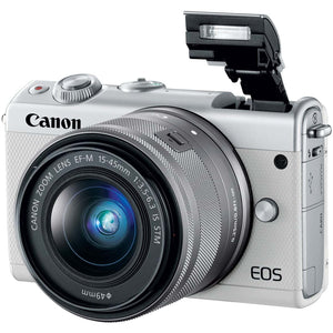 Canon EOS M100 Mirrorless Digital Camera - White with 15-45mm Lens International Model - Used