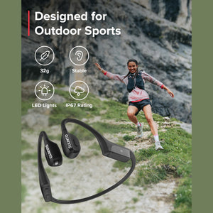 SUUNTO Wing Open-Ear Bone Conduction Headphone, Bluetooth Wireless Sport Headphone w/Head Movement Control, Built-in HD Mic, IP67 Sweatproof, Safety Lights, 10H Playtime & Addi 20H w/Charging Stand SUUNTO