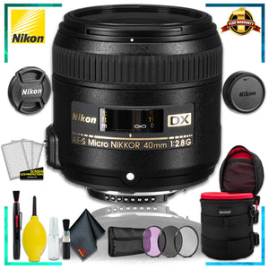 Nikon AF-S DX Micro NIKKOR 40mm F.2.8G Lens International Model + 4.5 inch Vivitar Premium Lens Case + 3pcs Lens Filte Nikon
