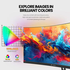 CRUA 30Inch Ultrawide Curved Monitor, 21:9 WFHD 2560x1080P VA Computer Monitor, 99% sRGB 100HZ 1500R PC Monitors Support FreeSync, Wall-Mounted, with HDMI/DP Display Port-Black CRUA