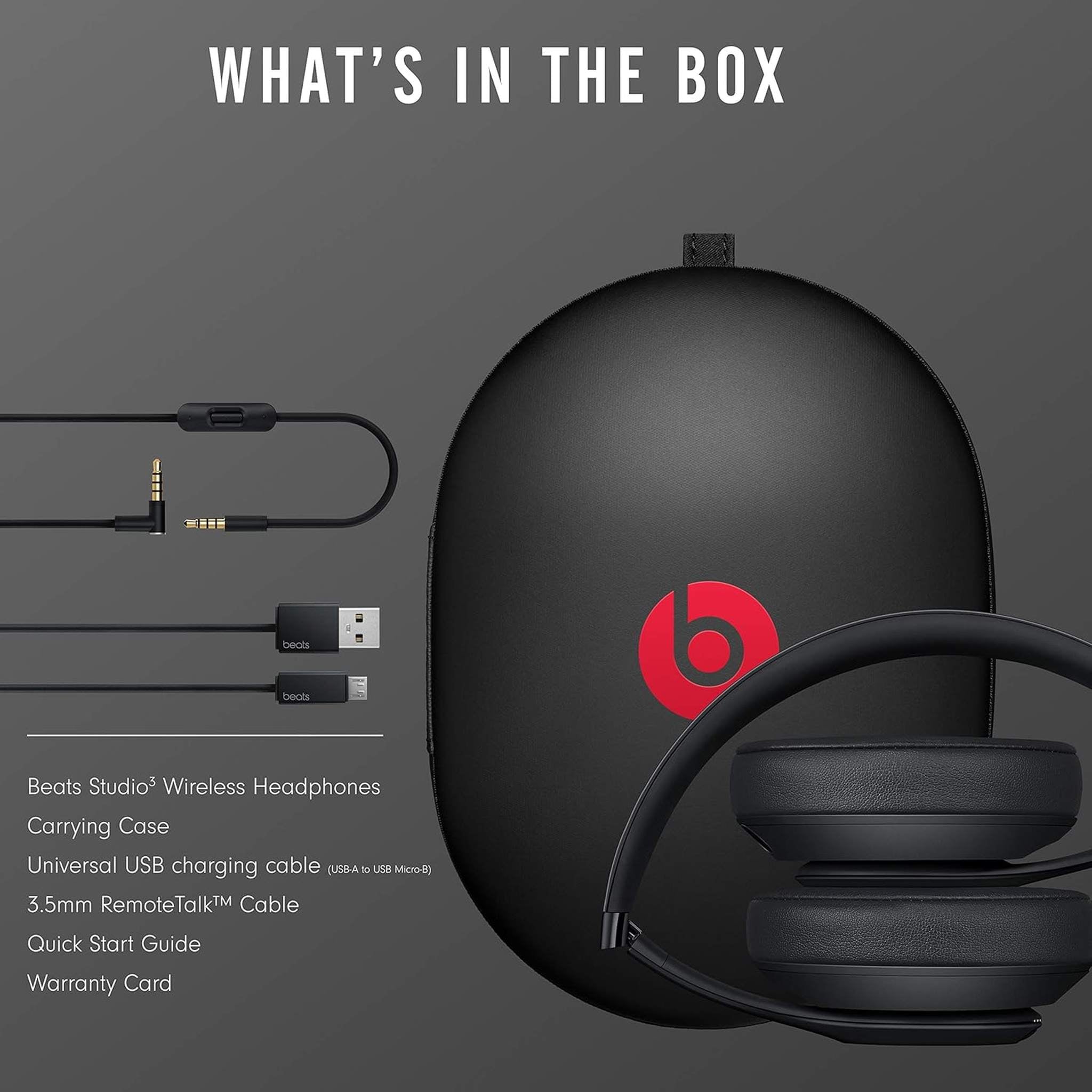 Beats Studio3 Wireless Noise Cancelling Over-Ear Headphones Matte Black Latest Model