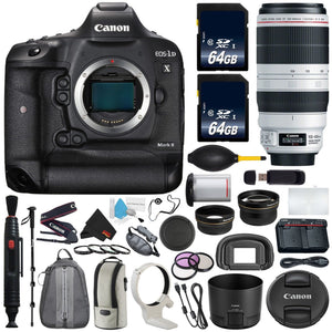 6Ave Canon EOS-1D X Mark II DSLR Camera International Version No Warranty + Canon EF 100-400mm L is II USM Lens + Batt