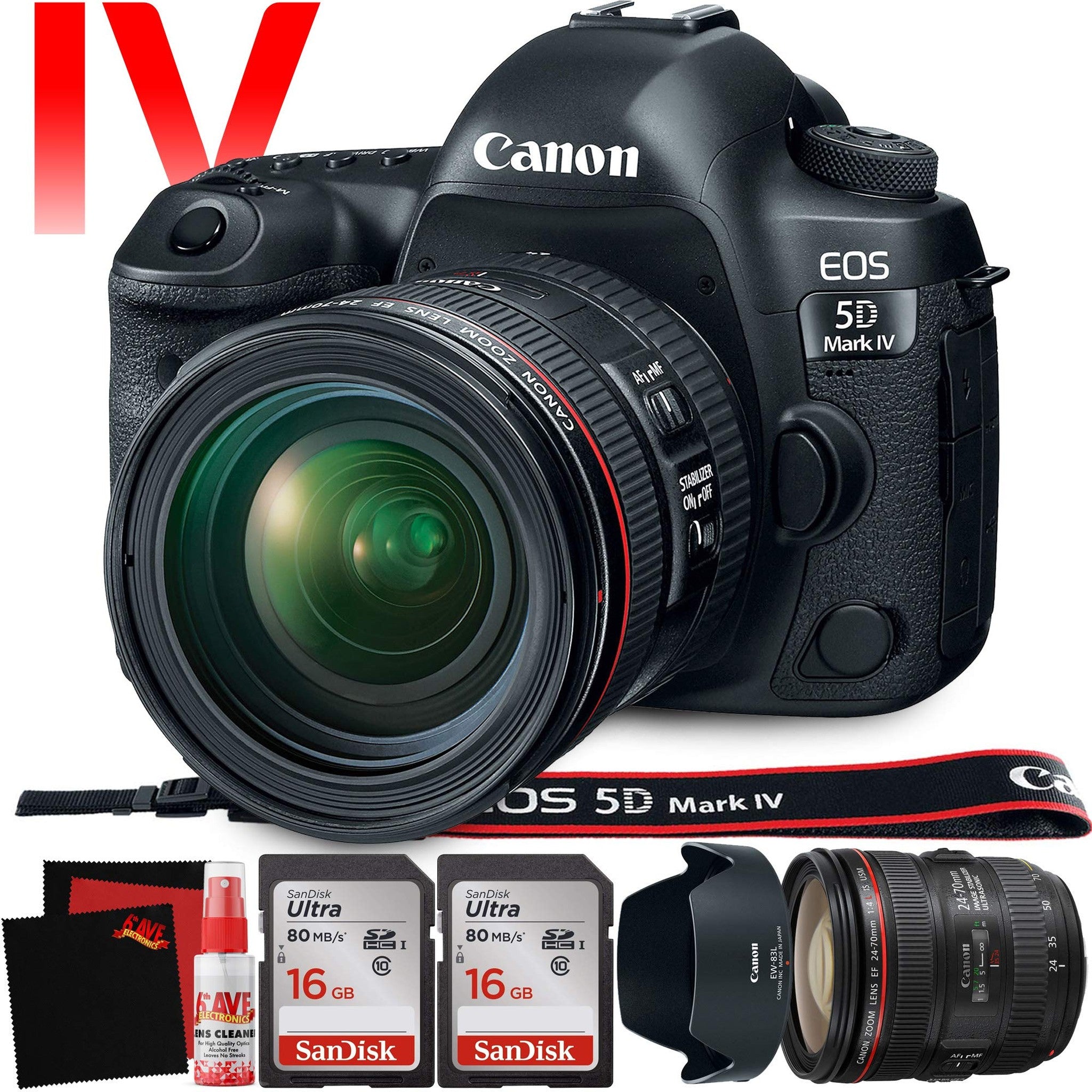 Canon EOS 5D Mark IV DSLR Camera with 24-70mm f/4L Lens