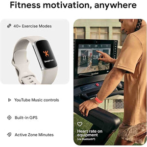 Fitbit Charge 6 Fitness Tracker with Heart Rate, GPS, Premium Membership, Health Tools, - Porcelain/Silver S & L Bands Included - Reconditioned Fitbit