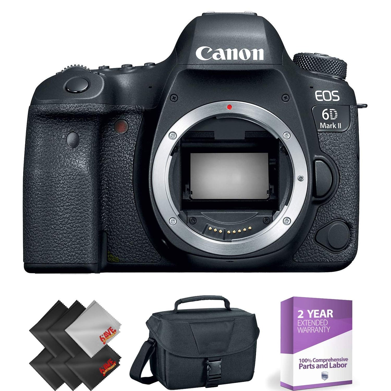 Canon EOS 6D Mark II DSLR Camera (Body Only) + 1 Year Warranty Advanced Bundle