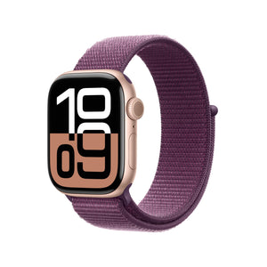 Apple Watch Series 10 GPS 42mm case Smartwatch with Rose Gold Aluminium Case with Plum Sport Loop. Fitness Tracker, ECG App, Always-On Retina Display, Carbon Neutral Apple