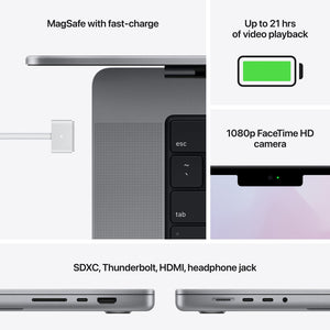 Apple MacBook Pro with Apple M1 Pro chip 16 inch, 16GB RAM, 1TB SSD Space Gray - Reconditioned Apple