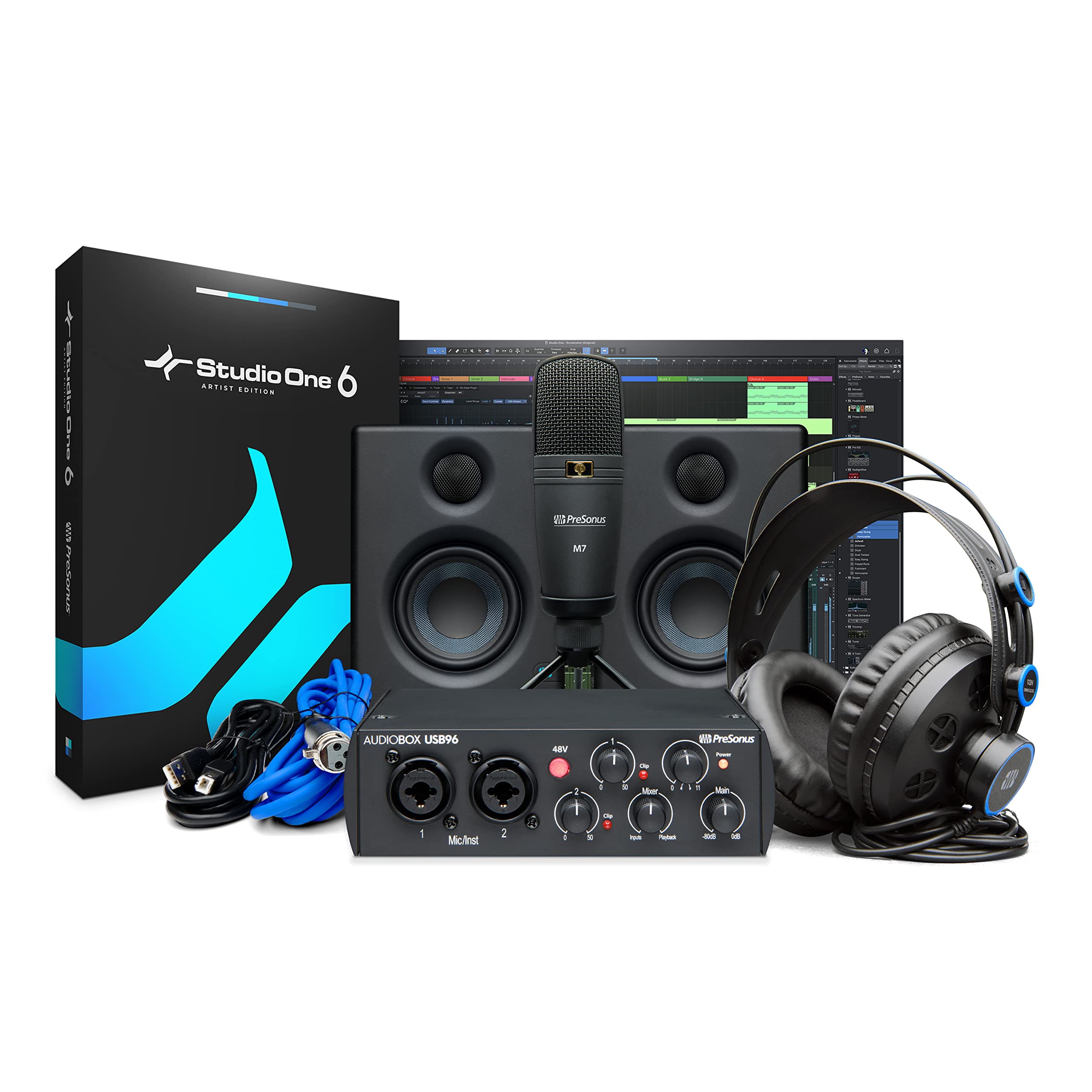 PreSonus AudioBox 96 25th Anniversary Studio Ultimate Bundle Complete Recording Kit with Studio One Artist DAW Software