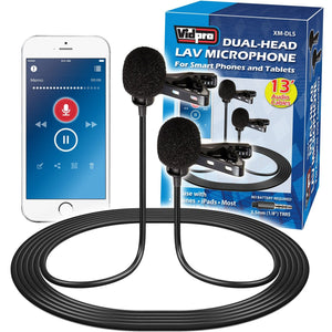 Vidpro XM-DLS Dual-Head Interview Lavalier Microphone for Smartphones & Tablets VidPro
