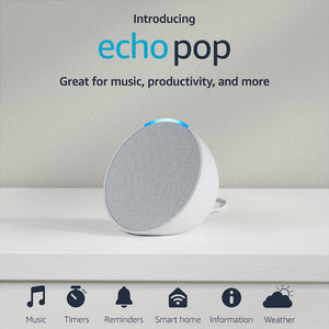 Amazon - Echo Pop 1st Generation Smart Speaker with Alexa - Glacier White Amazon