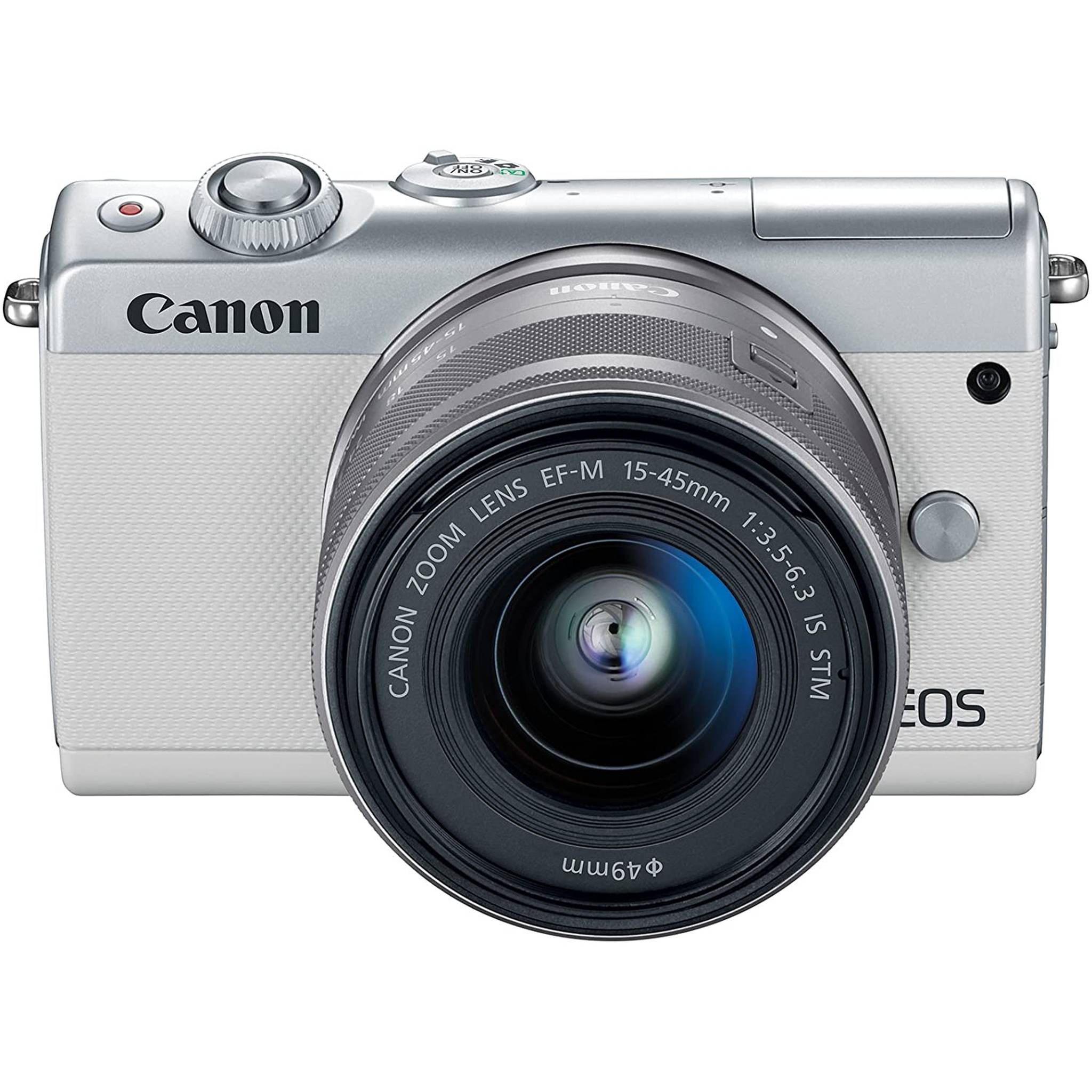 Canon EOS M100 Mirrorless Digital Camera - White with 15-45mm Lens International Model