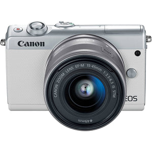 Canon EOS M100 Mirrorless Digital Camera - White with 15-45mm Lens International Model - Used