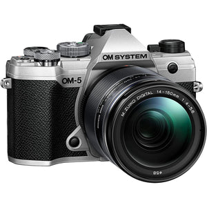 OM System OM-5 Black Micro Four Thirds System Camera w/ 14-150mm f4.0-5.6 II Silver OM System