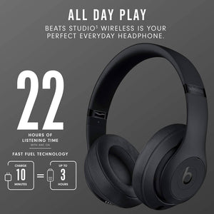Beats Studio3 Wireless Noise Cancelling Over-Ear Headphones Matte Black Latest Model