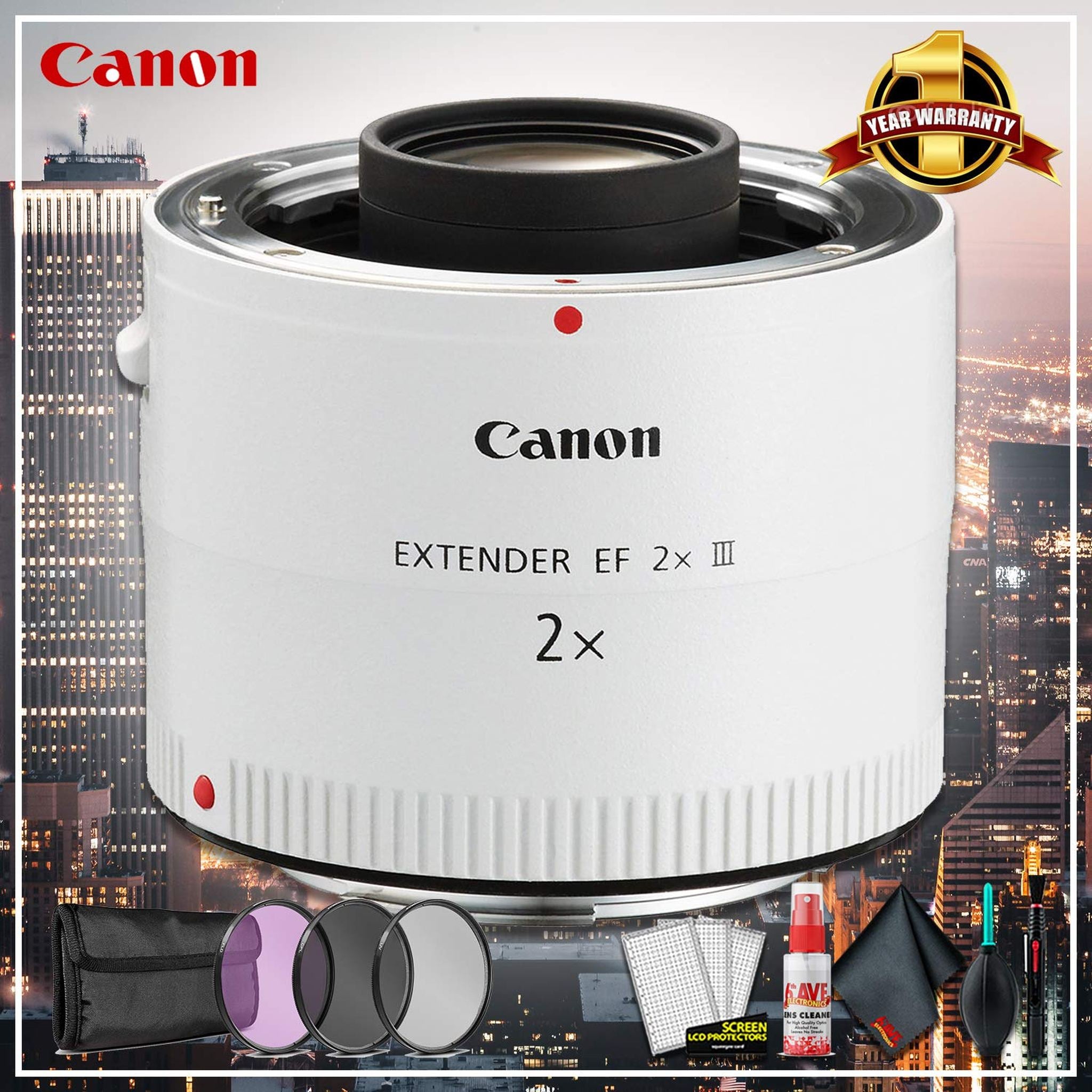 Canon Extender EF 2X III Intl Model + 3 Pcs Filter Kit + Cleaning Kit Canon
