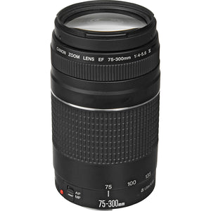 Canon EF 75-300mm f/4-5.6 III Telephoto Zoom Lens 6473A003 + Lens Pen Cleaner + Deluxe Lens Pouch + 58mm 3 Piece Filter Kit + Microfiber Cloth Bundle - Used Canon