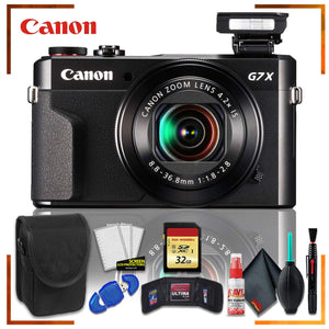 Canon PowerShot G7 X Mark II Digital Camera Intl Model + 32gb Memory SD Card Bundle + Camera Case + Cleaning Kit