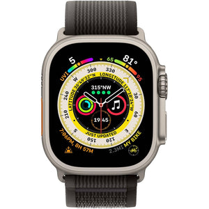 Apple Watch Band - Trail Loop 49mm - Black/Gray with Rugged Titanium Finish - S/M