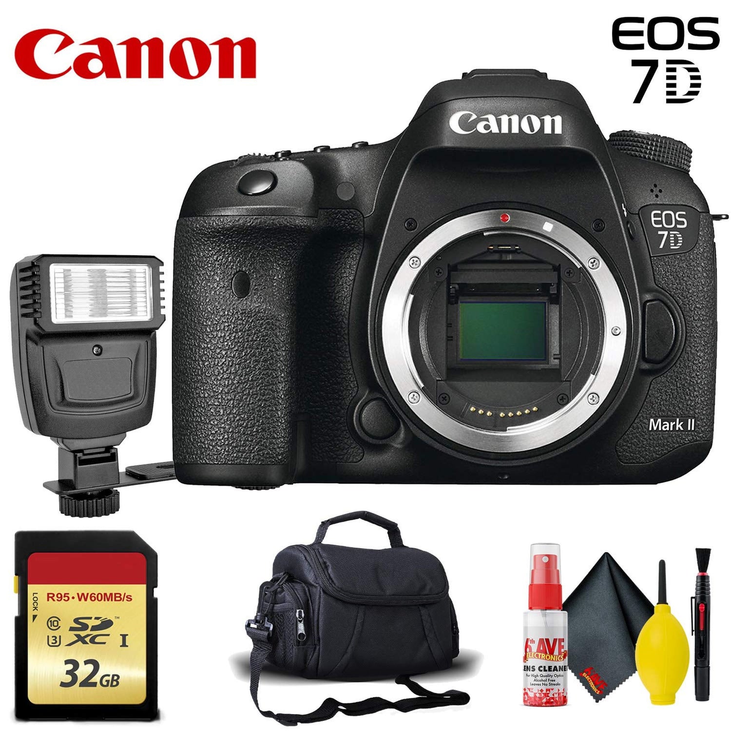 Canon EOS 7D Mark II DSLR Camera (Body) - 32GB Mem., Flash, Care Kit