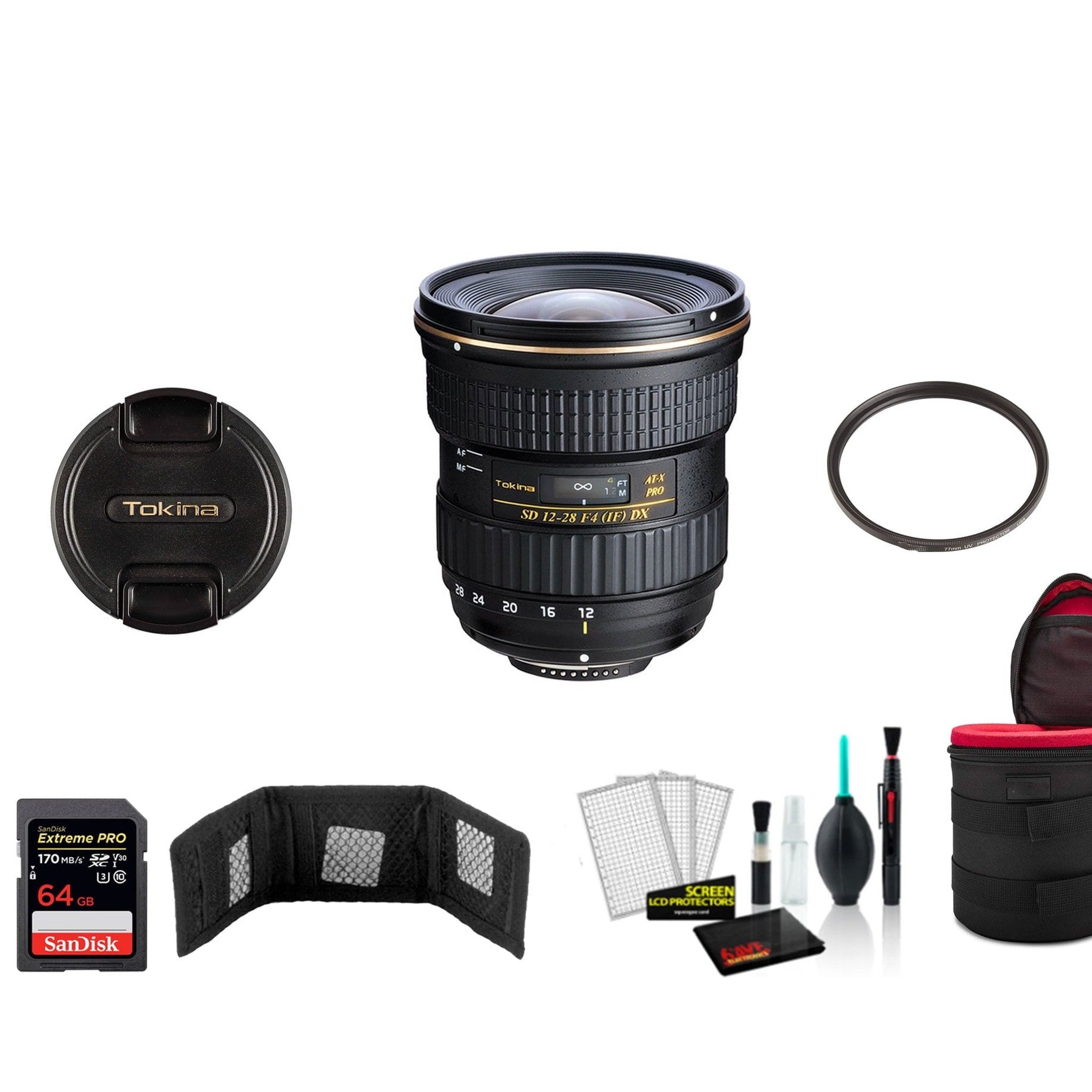 Tokina 12-28mm f/4.0 AT-X Pro APS-C Lens for Canon - Kit with 64GB Memory Card Tokina