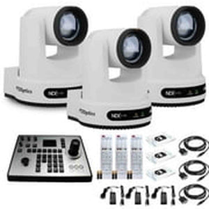 3 x PTZOptics Move 4K PTZ Camera with 12x Zoom White PT12X-4K-WH-G3 + PT-JOY-G4 Controller PTZOptics