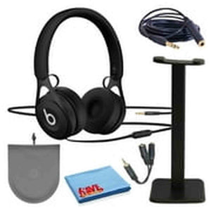 Beats EP On-Ear Wired Headphones Bundle with Stand + Extension Cable + Splitter -