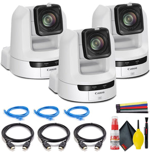 3 x Canon CR-N300 4K NDI PTZ Camera with 20x Zoom Titanium White - Bundle Canon
