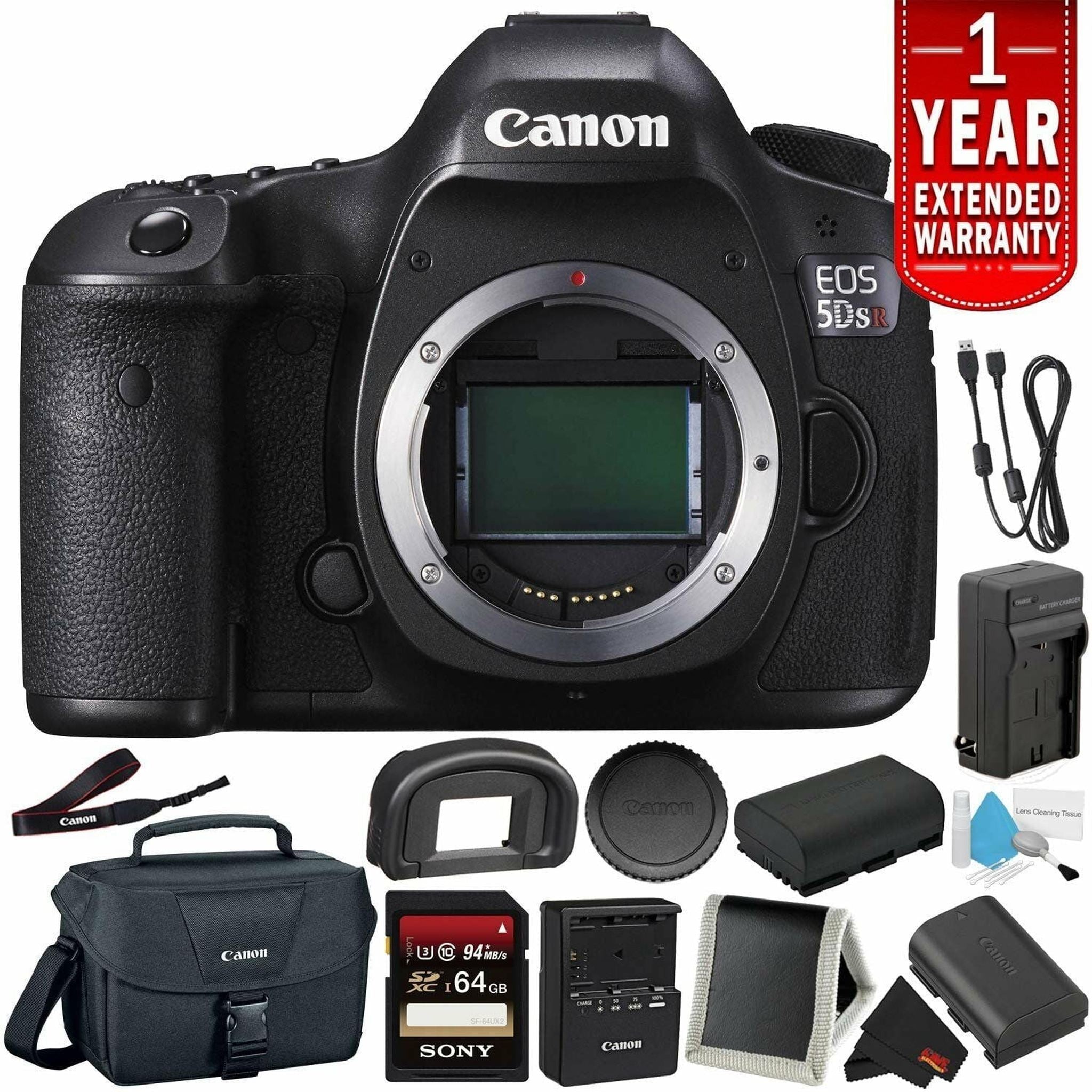 Canon EOS 5DS R Digital SLR Camera 0581C002 Body Only - Bundle with 32GB Memory Card + Spare Battery + 1 Year Extended