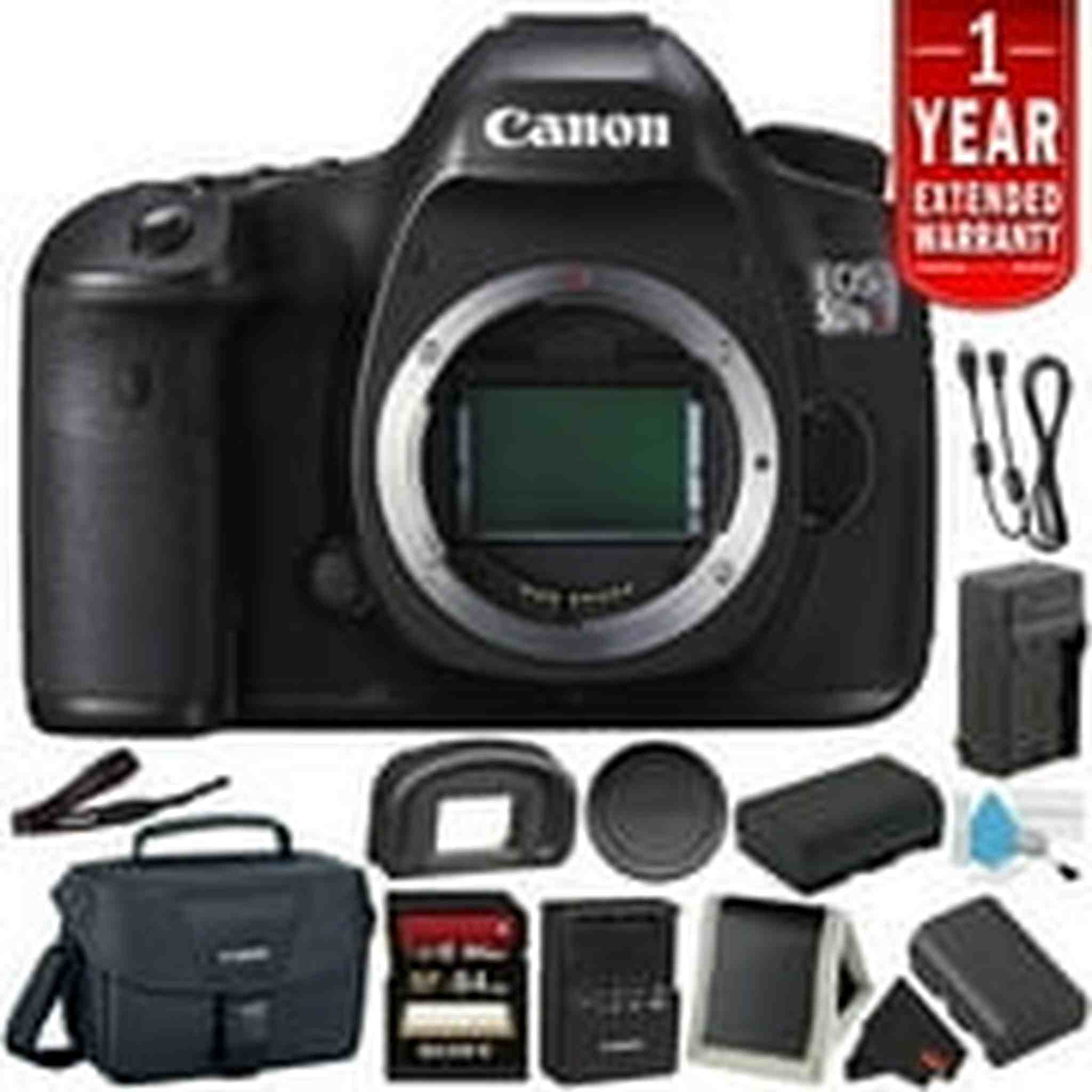 Canon EOS 5DS R Digital SLR Camera 0581C002 Body Only - Bundle with 32GB Memory Card + Spare Battery + 1 Year Extended