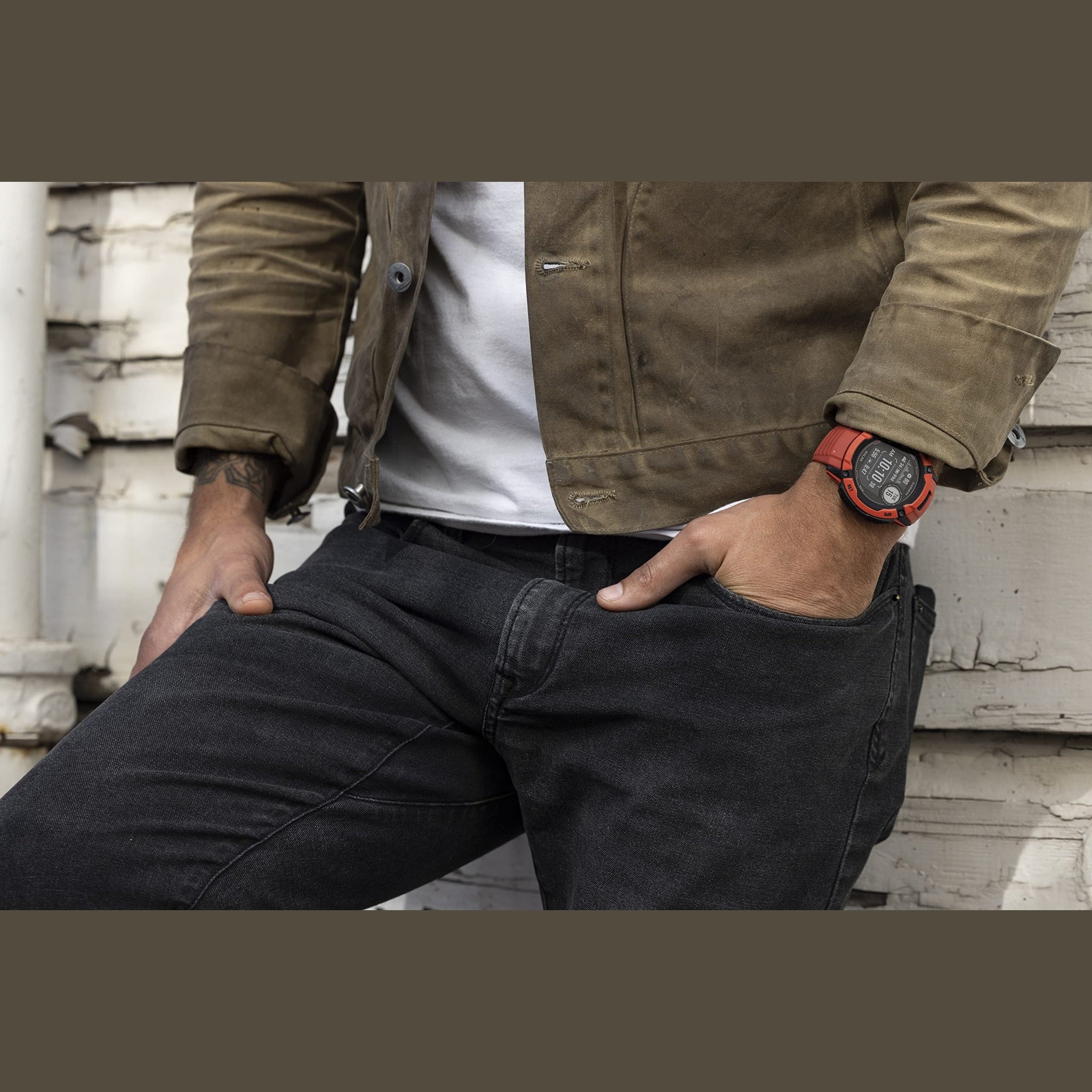 Garmin Instinct 2X Solar, Rugged GPS Smartwatch, Flame Red