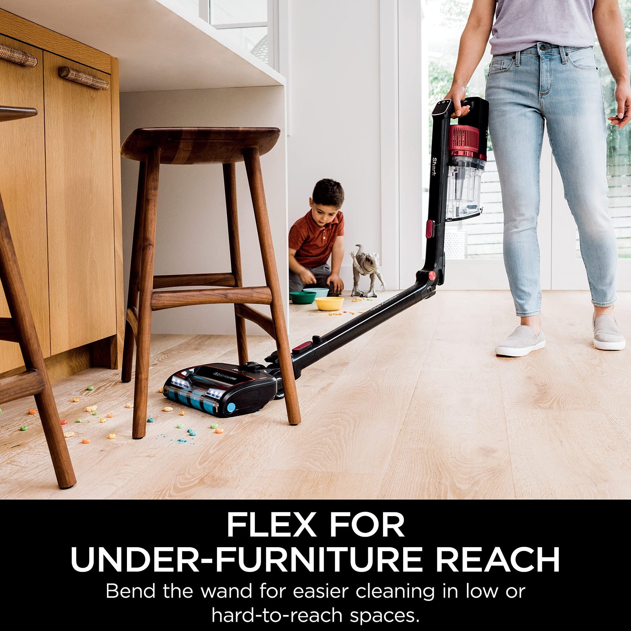 Shark Cordless Vertex Pro Lightweight Cordless Stick Vacuum with DuoClean PowerFins, HEPA Fitler, Anti-Allergen Complete Seal, LED Headlights, For Carpets & Hardfloors, Red, IZ662H Shark