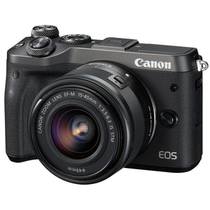 Canon mirrorless Single-Lens Camera EOS M6 Lens kit Black EF-M15-45mm F3.5-6.3 is STM- International Version No Warranty Canon