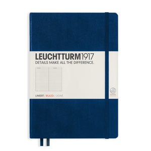 Leuchtturm1917 Medium A5 Lined Hardcover Notebook Navy - 249 Numbered Pages Leuchtturm