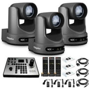 3 x PTZOptics Move 4K PTZ Camera with 20x Zoom Gray PT20X-4K-GY-G3 + PT-JOY-G4 Controller PTZOptics