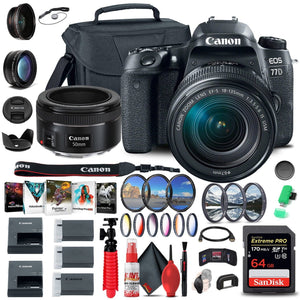 Canon EOS 77D DSLR Camera with 18-135mm USM Lens 1892C002 + Canon EF 50mm Lens Canon
