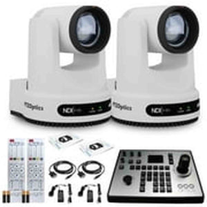 2 x PTZOptics Move 4K PTZ Camera with 12x Zoom White PT12X-4K-WH-G3 + PT-JOY-G4 Controller PTZOptics