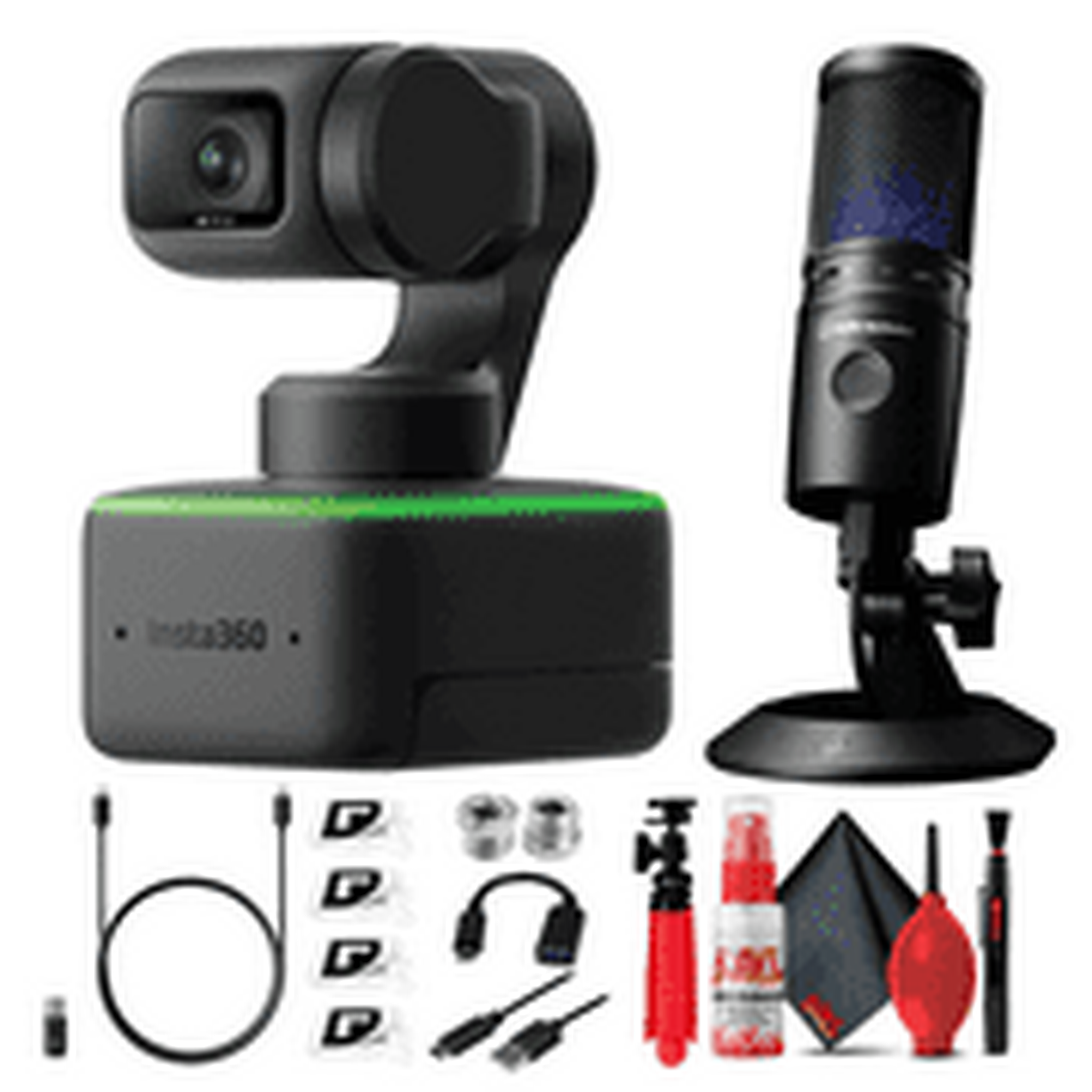 Insta360 Link UHD 4K AI Webcam with AT2020USB-X Microphone, Tripods, and Cleaning Kit Insta360