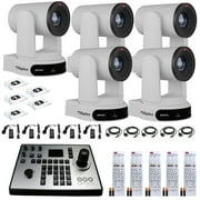 5 x PTZOptics Move 4K PTZ Camera with 30x Zoom White PT30X-4K-WH-G3 + PT-JOY-G4 Controller