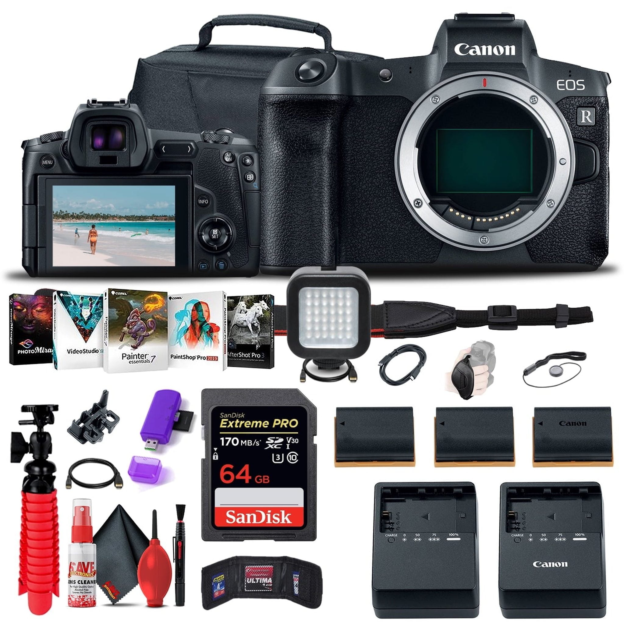 Canon EOS R Mirrorless Digital Camera 3075C002 + 64GB Memory Card + More Canon Intl.