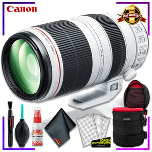 Canon EF 100-400mm F/10-5.6L IS Lens Intl Model + 10 inch Vivitar Premium Lens Case + Cleaning Kit Canon