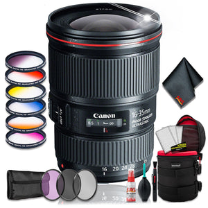 Canon EF 16-35 4.0 f/4 L IS USM Intl Model + 6 inch Premium Lens Case + Loaded Lens Filter Kit + Cleaning Kit Canon