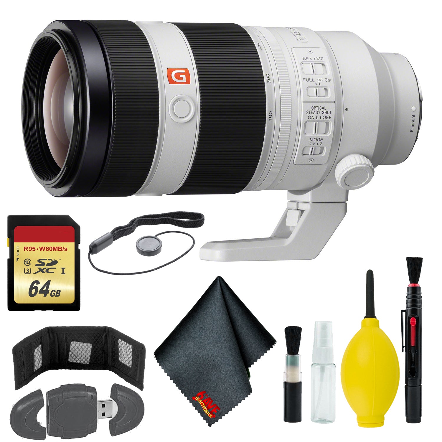 Sony FE 100-400mm f/4.5-5.6 GM OSS Lens - Reader - 64GB - Cap Keep
