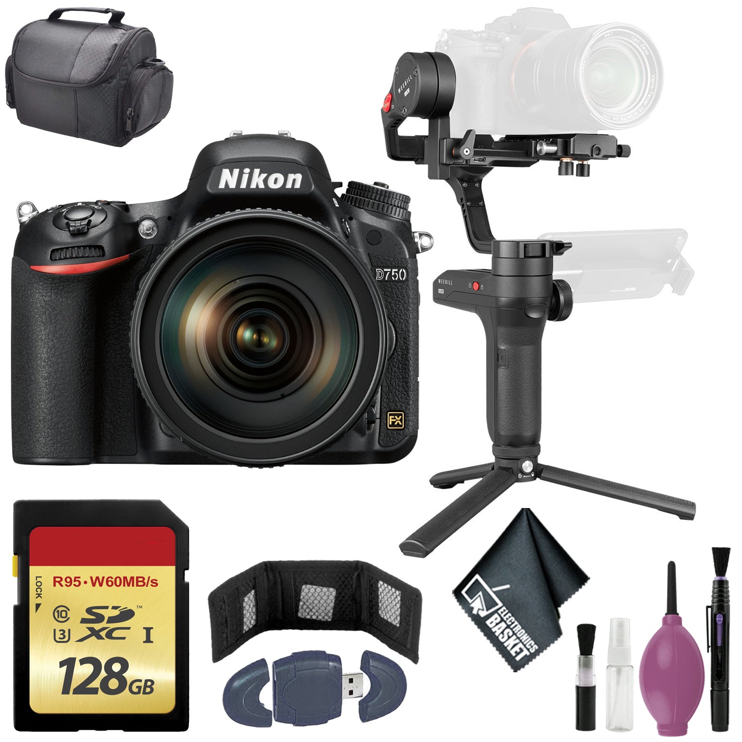 Zhiyun-Tech WEEBILL LAB Handheld Stabilizer - Nikon D850 FX-format Digital SLR Camera Body w/ AF-S NIKKOR 24-120MM F/4G ED VR Lens - 128GB Case