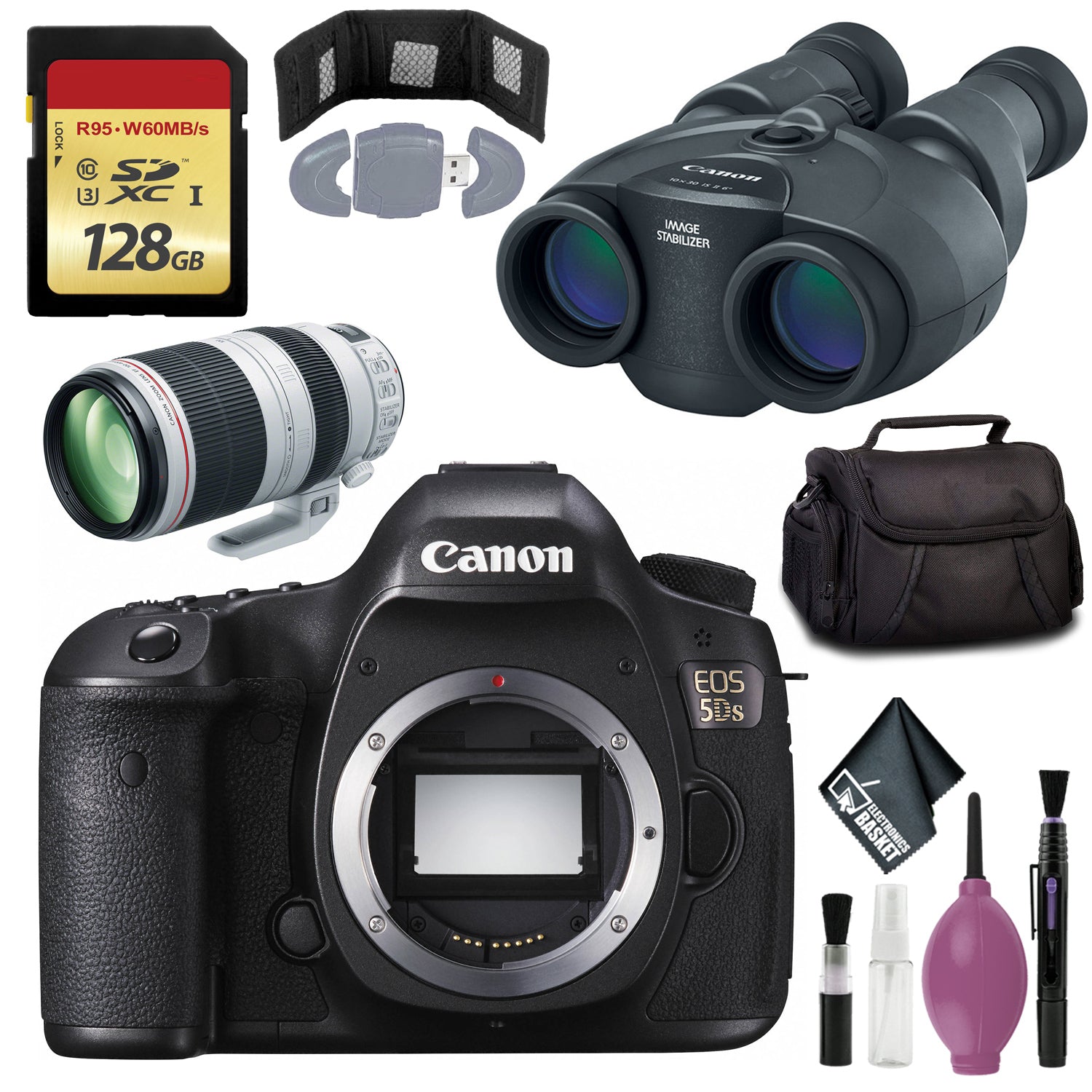 Canon 10x30 IS II Image Stabilized Binocular - Canon????EOS 5DS DSLR Camera - 128GB Card - EF 100-400MM F/4.5-5.6L IS II USM LENS