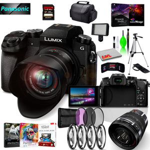 Panasonic Lumix DMC-G7 Mirrorless MFT Digital Camera, 45-150mm Lens, Close Up & UV Filters, Corel Editing Software, 256GB SD Card& Cleaning Kit Bundle Panasonic