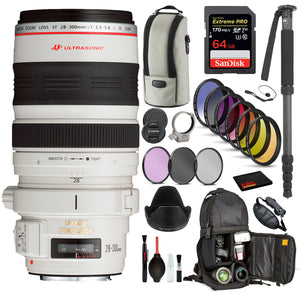 Canon EF 28-300mm f/3.5-5.6L IS USM Lens 9322A002 with Bundle : 9PC Filter Kit, Sandisk Extreme Pro 64gb + More
