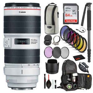 Canon EF 70-200mm f/2.8L IS III USM Lens 3044C002 with Bundle Includes: 9PC Filter Kit, Sandisk 64GB SD + More