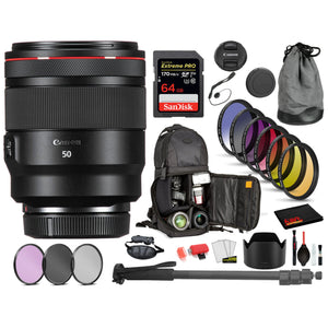 Canon RF 50mm f/1.2L USM Lens 2959C002 with Bundle Includes: 9PC Filter Kit, Sandisk Extreme PRO 64GB Card + More