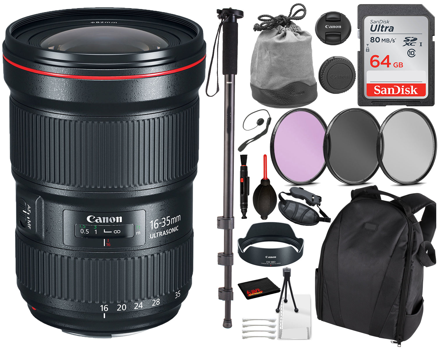 Canon EF 8-15mm f/4L Fisheye USM Lens (4427B002) Essential Bundle Kit for Canon EOS - International Model No Warranty